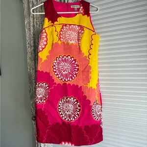 Beth Bowley Sleeveless Floral Shift Dress in Pink, Yellow & Orange